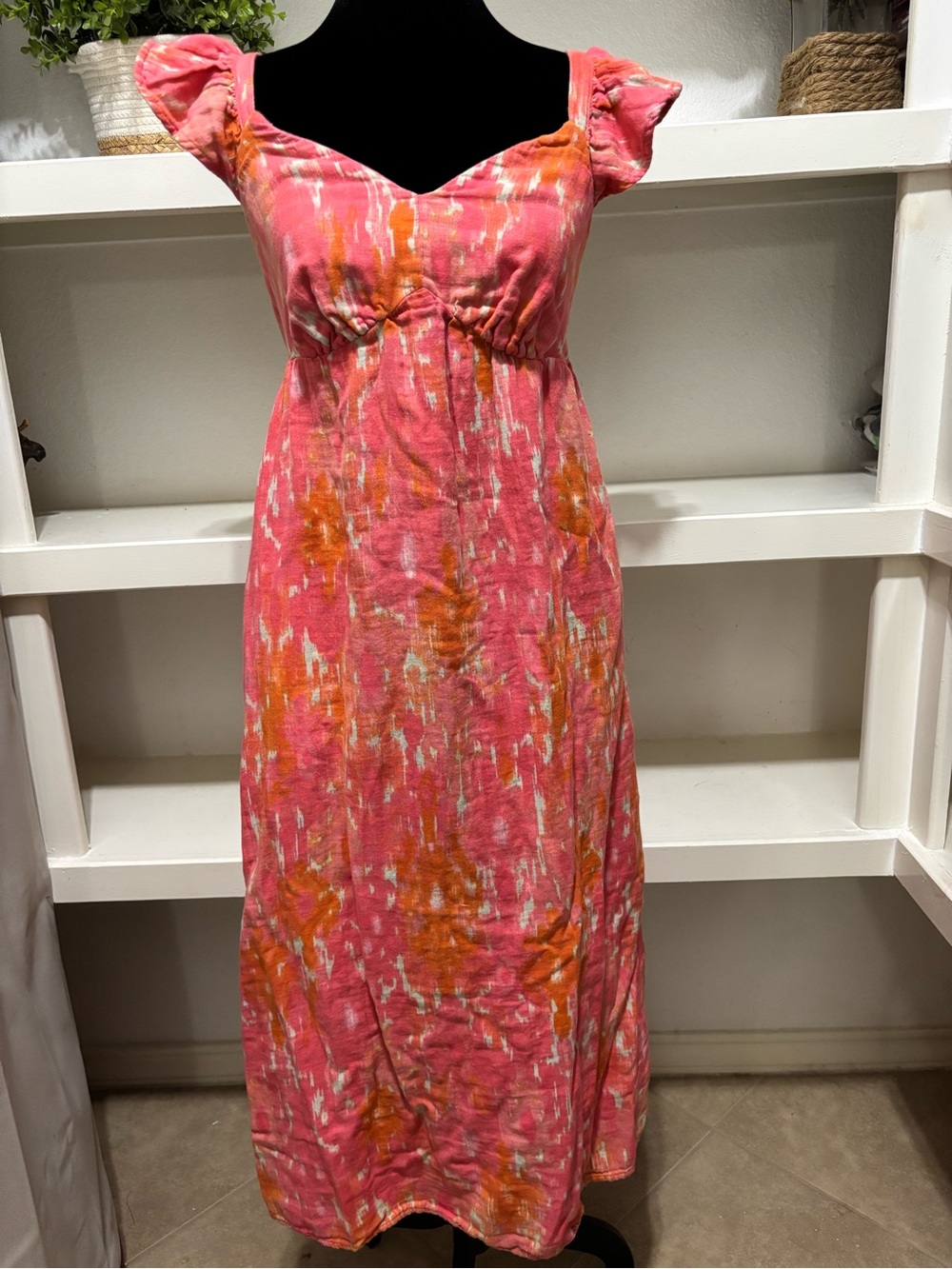 Time and Tru Pink and Orange Tie-Dye Maxi Dress